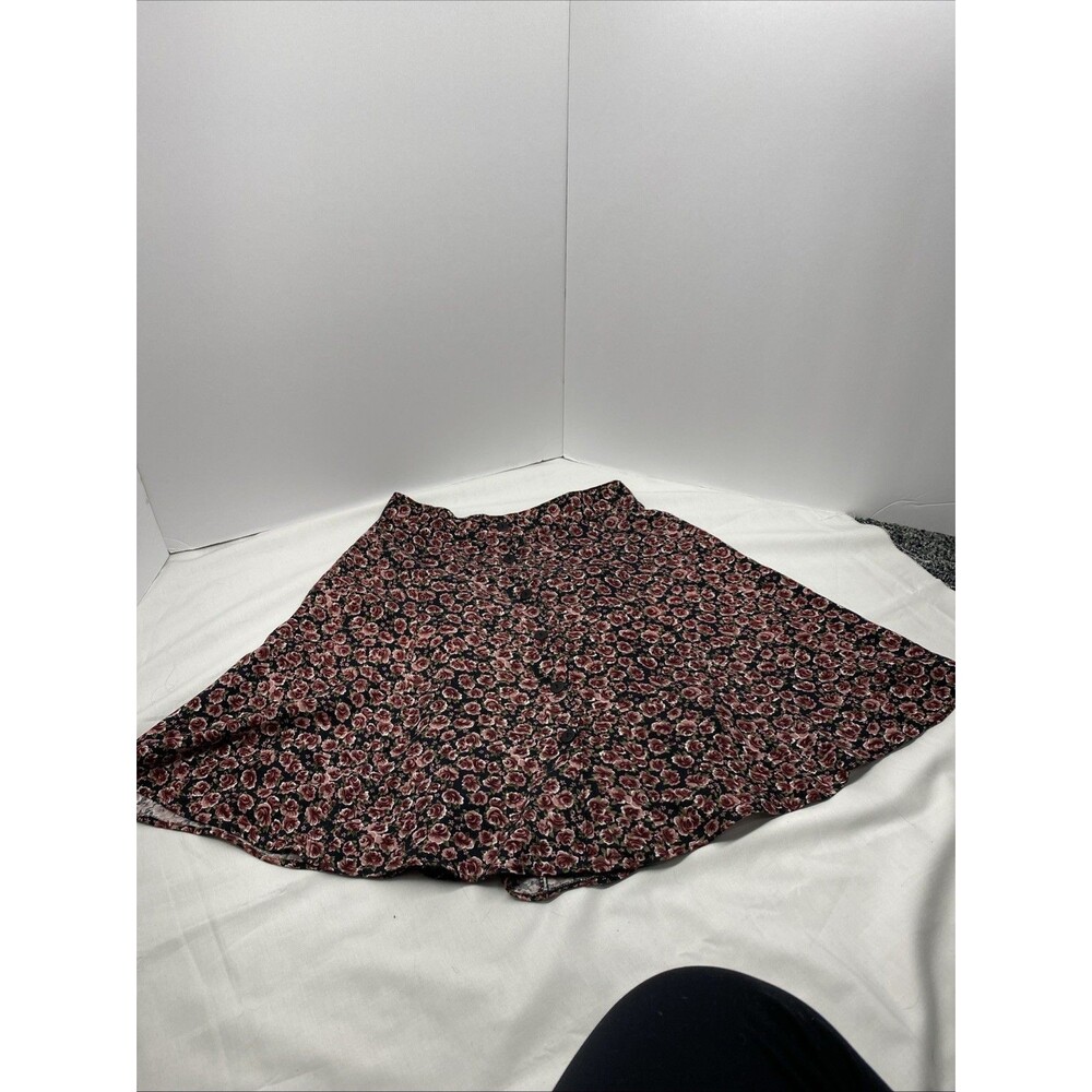 Vintage 90s Smart Set Floral Mini Skirt Size 7 Button Front Rayon Grunge Boho